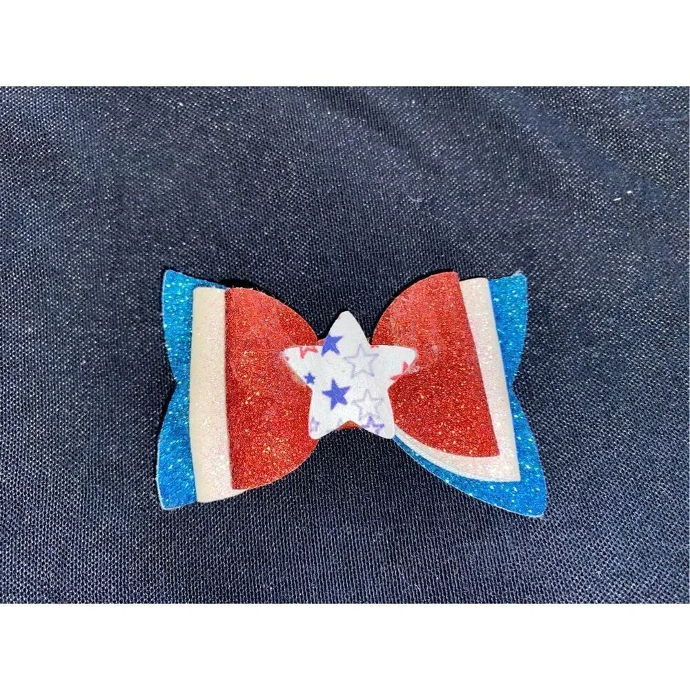 ⭐️5/$10⭐️ Red, White, and Blue Glitter Hair Bow